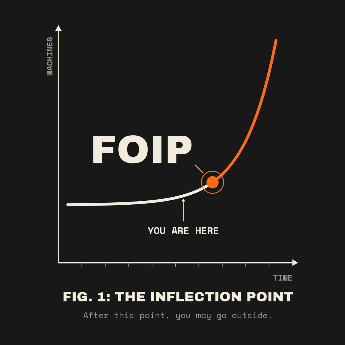 FOIP The Curve Tee print close-up: Fig. 1, the inflection point. You are here. After this point, you may go outside.